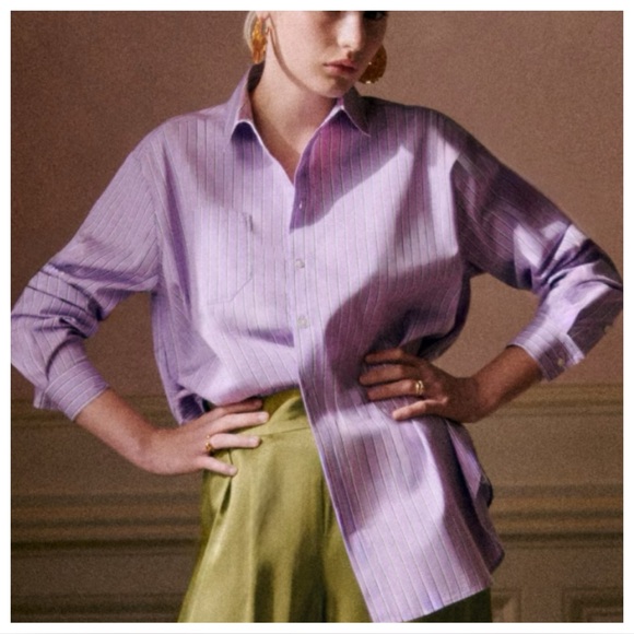 Sezane Max Shirt Purple Stripes - Size 8 - Picture 1 of 4